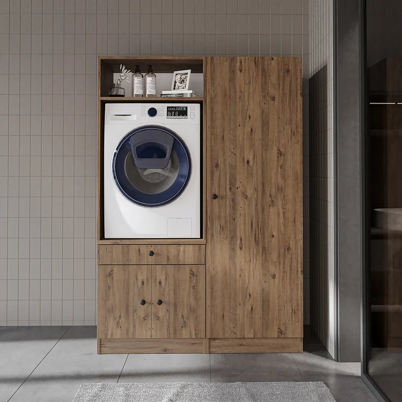 Roomart Waschmaschinenschrank SERIE 1, 127 cm, mit Hochschrank, in 3 Farben