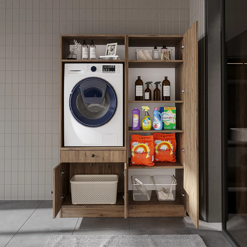Roomart Waschmaschinenschrank SERIE 1, 127 cm, mit Hochschrank, in 3 Farben