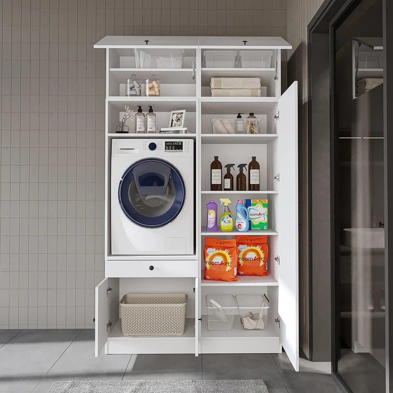 Roomart Waschmaschinenschrank SERIE 1, 127 cm, mit Hochschrank, in 3 Farben