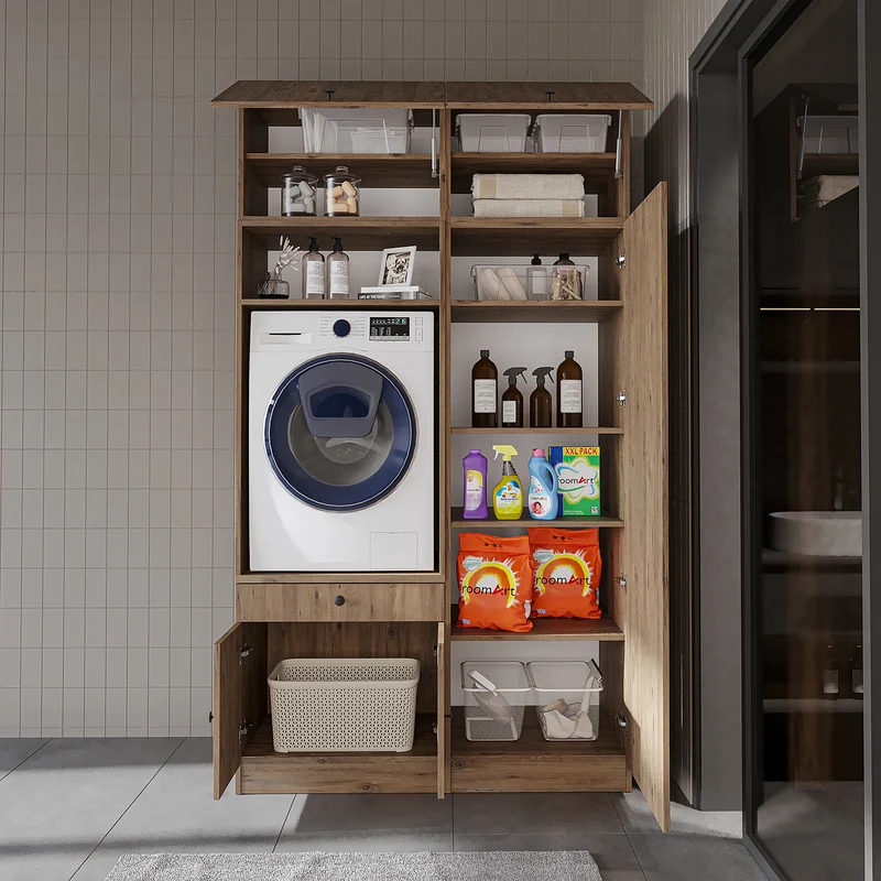 Roomart Waschmaschinenschrank SERIE 1, 127 cm, mit Hochschrank, in 3 Farben