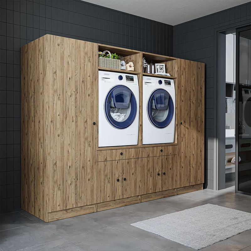 Roomart Waschmaschinenschrank SERIE 1 für 2 Maschinen mit Hochschrank, 194 cm, in 3 Farben