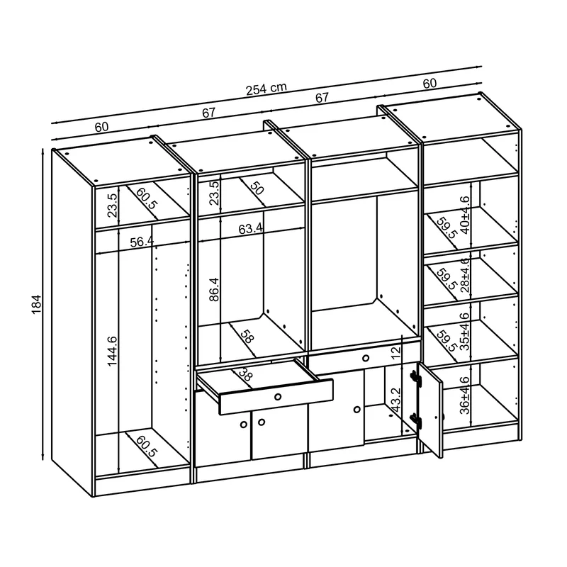 Roomart Waschmaschinenschrank SERIE 1 für 2 Maschinen mit Hochschrank, 194 cm, in 3 Farben