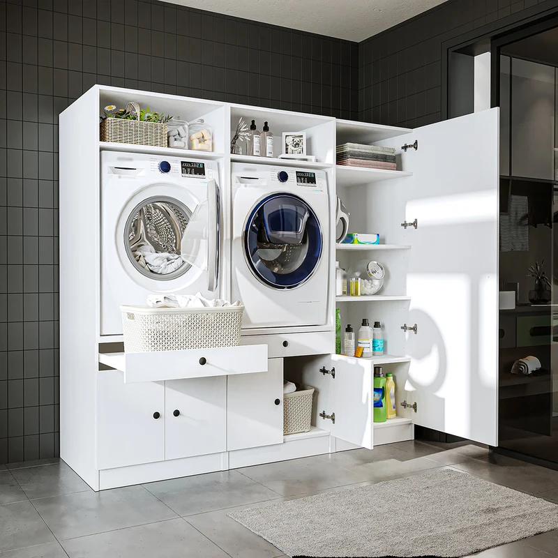 Roomart Waschmaschinenschrank SERIE 1 für 2 Maschinen mit Hochschrank, 194 cm, in 3 Farben