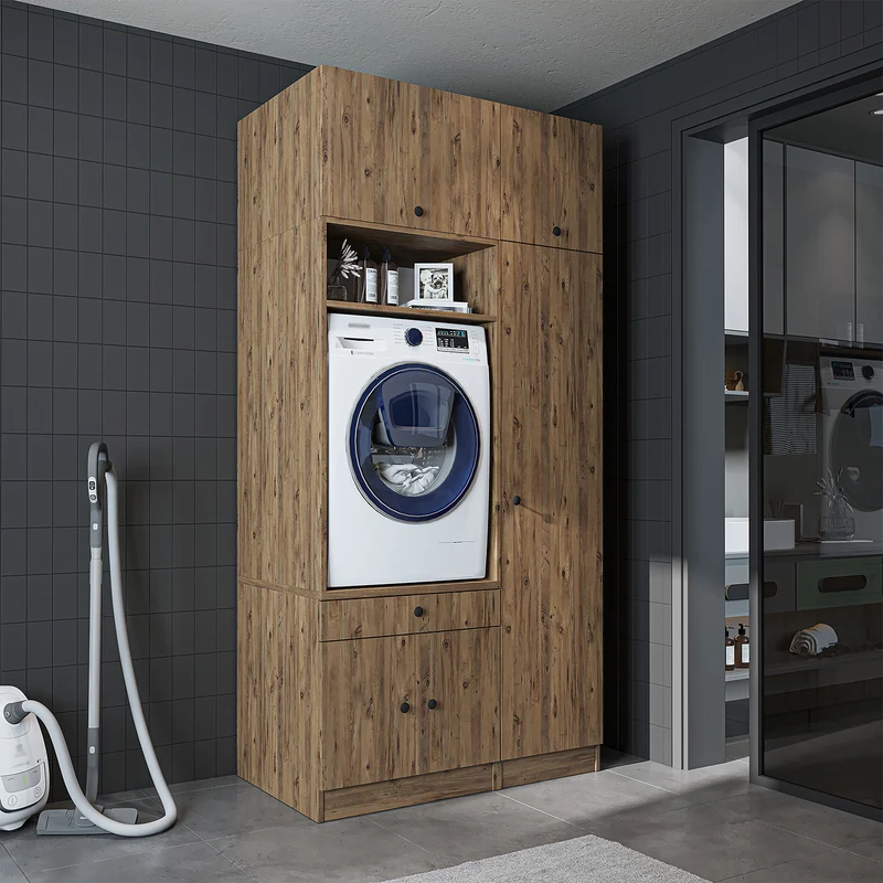 Roomart Waschmaschinenschrank SERIE 3, 112 cm, mit Hochschrank und Ausziehbrett, in 3 Farben