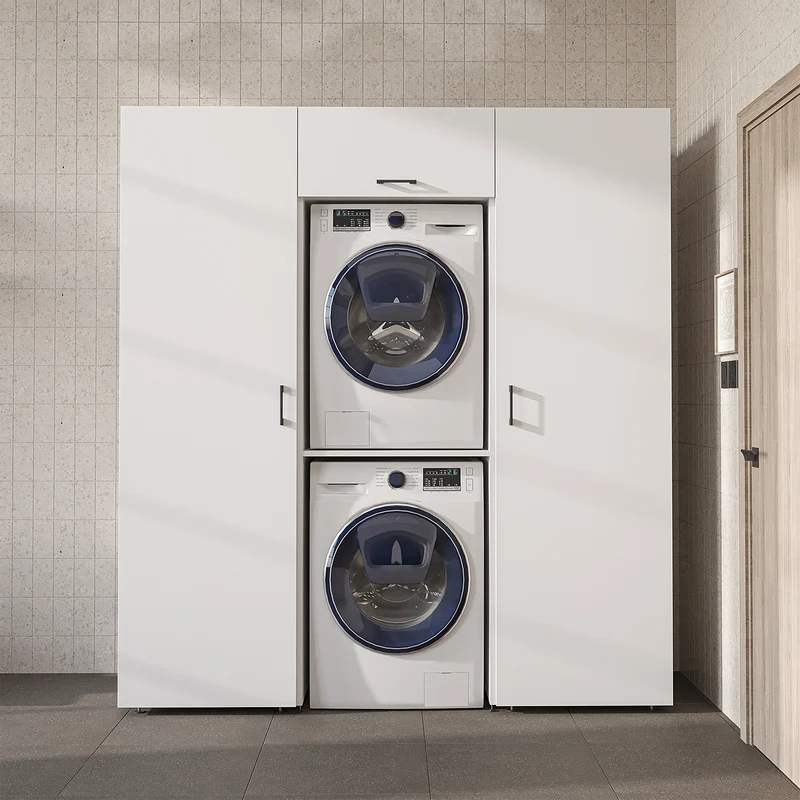 Roomart Schrankwand DUO-I, 187 cm, mit 2 Hochschränken und Oberschrank für Waschmaschine & Trockner, in 2 Farben
