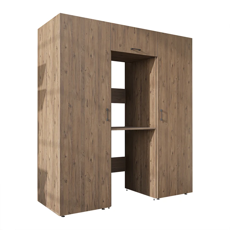 Roomart Schrankwand DUO-I, 187 cm, mit 2 Hochschränken und Oberschrank für Waschmaschine & Trockner, in 2 Farben