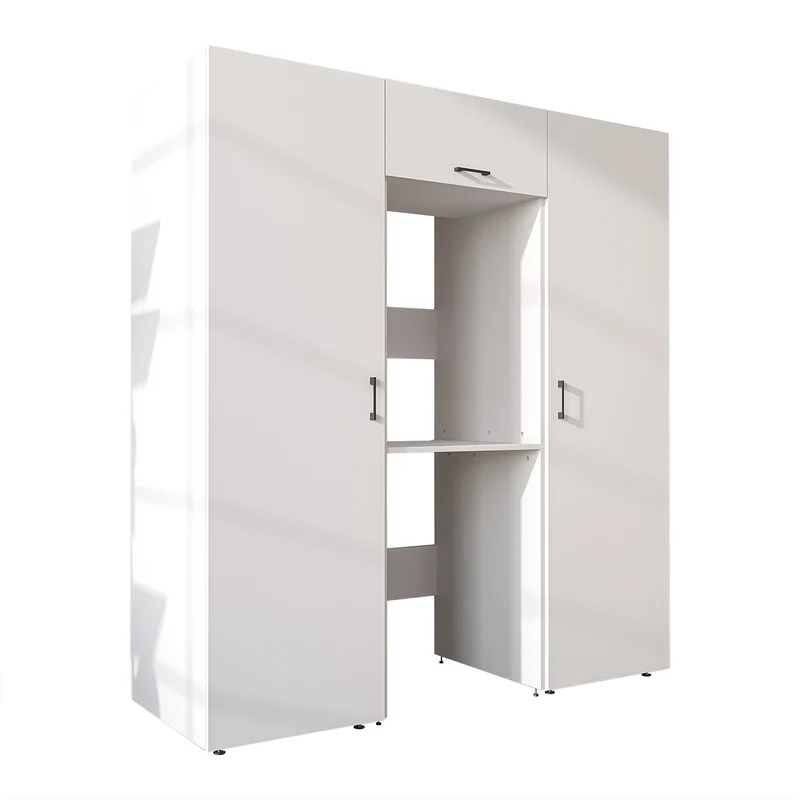 Roomart Schrankwand DUO-I, 187 cm, mit 2 Hochschränken und Oberschrank für Waschmaschine & Trockner, in 2 Farben