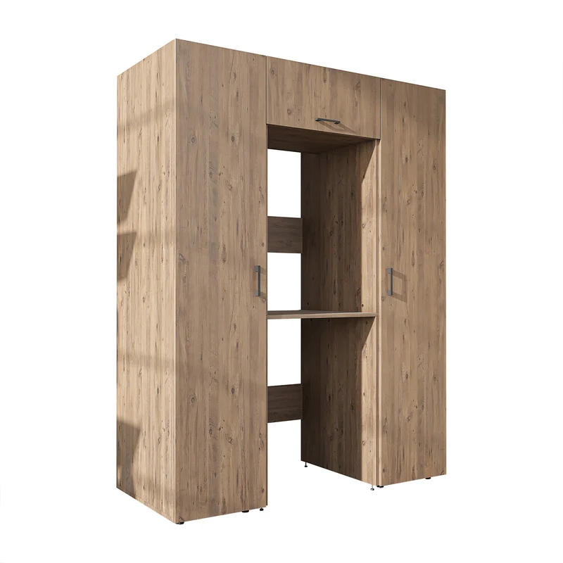 Roomart Schrankwand DUO-I, 157 cm, mit 2 Hochschränken und Oberschrank für Waschmaschine & Trockner, in 2 Farben