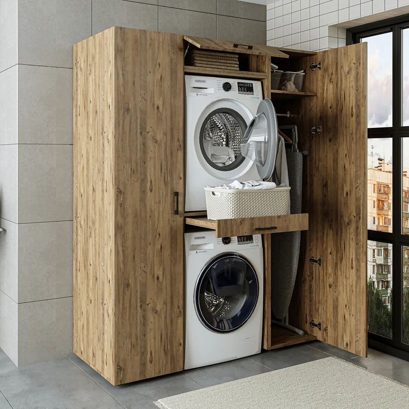 Roomart Schrankwand DUO-I, 157 cm, Waschmaschine und Trockner übereinander, in 3 Farben