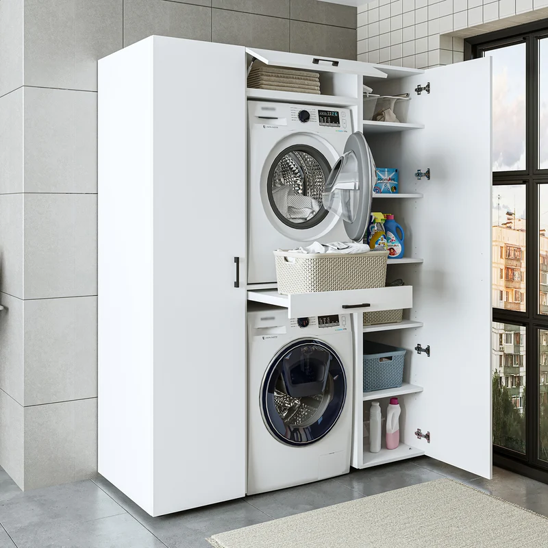 Roomart Schrankwand DUO-I, 157 cm, Waschmaschine und Trockner übereinander, in 3 Farben