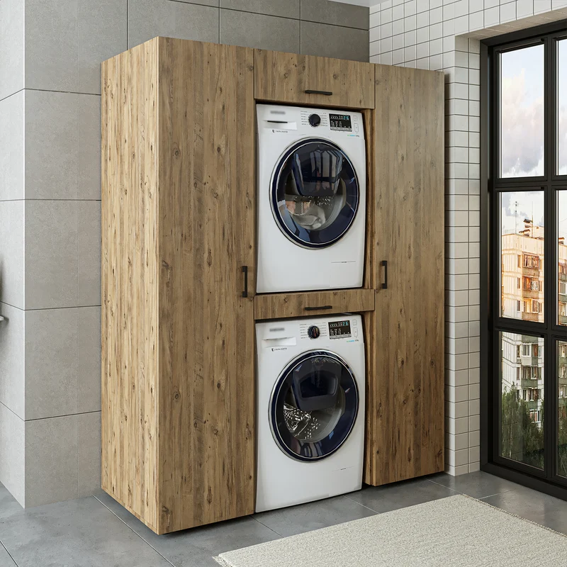 Roomart Schrankwand DUO-I, 157 cm, Waschmaschine und Trockner übereinander, in 3 Farben