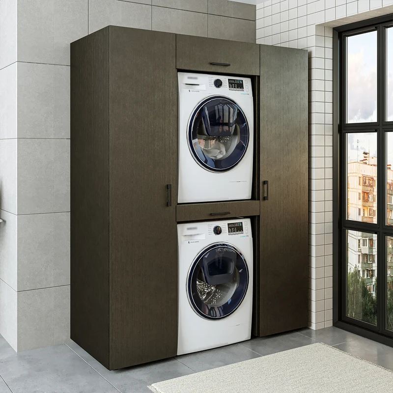 Roomart Schrankwand DUO-I, 157 cm, Waschmaschine und Trockner übereinander, in 3 Farben