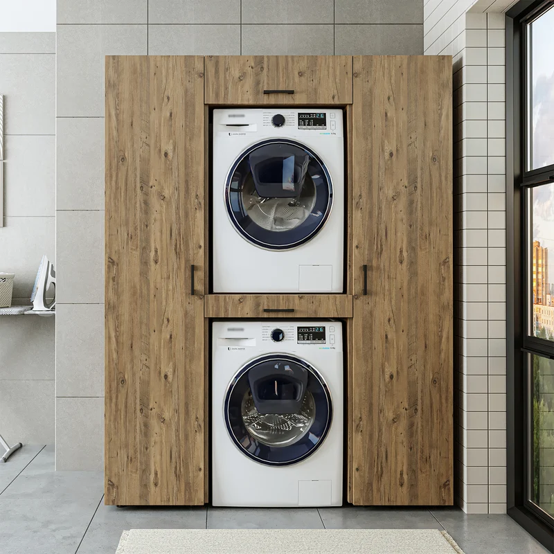 Roomart Schrankwand DUO-I, 157 cm, Waschmaschine und Trockner übereinander, in 3 Farben