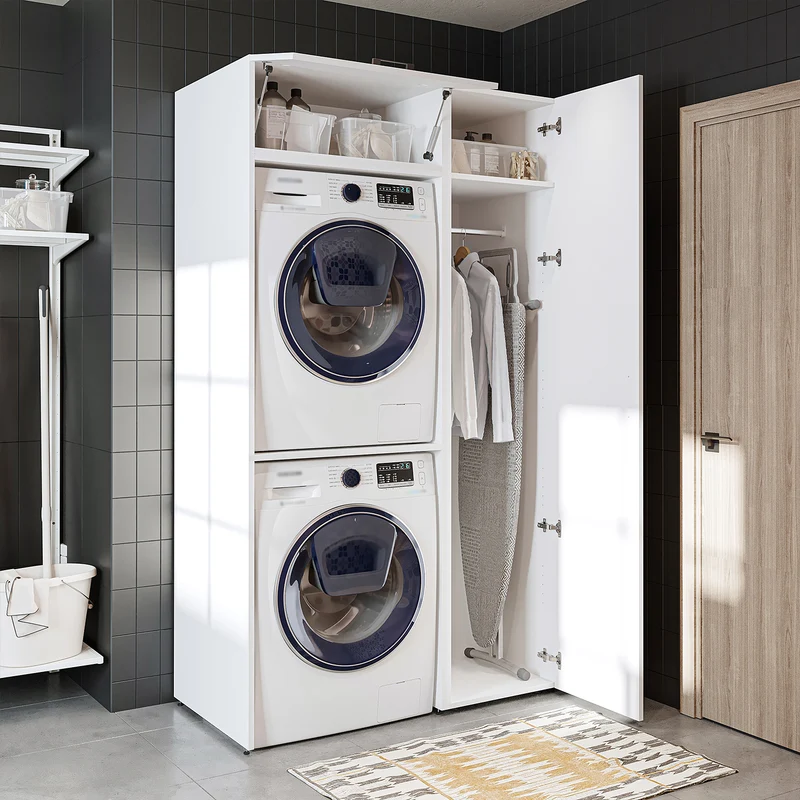 Roomart Waschmaschinenschrank DUO-I, 112 cm, für 2 Geräte mit Hochschrank, in 2 Farben