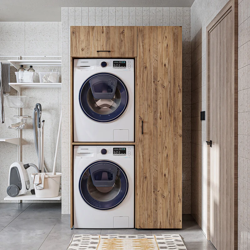 Roomart Waschmaschinenschrank DUO-I, 112 cm, für 2 Geräte mit Hochschrank, in 2 Farben