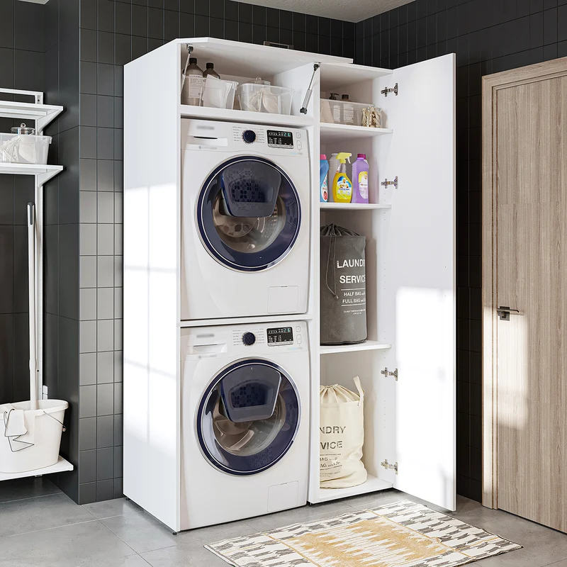 Roomart Waschmaschinenschrank DUO-I, 112 cm, für 2 Geräte mit Hochschrank, in 2 Farben