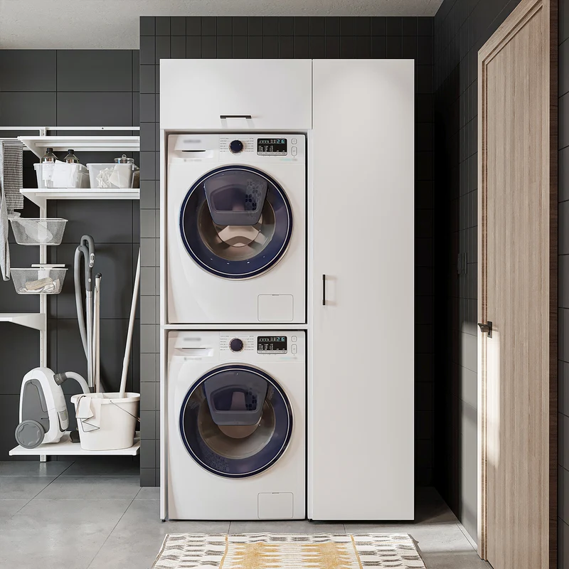 Roomart Waschmaschinenschrank DUO-I, 112 cm, für 2 Geräte mit Hochschrank, in 2 Farben