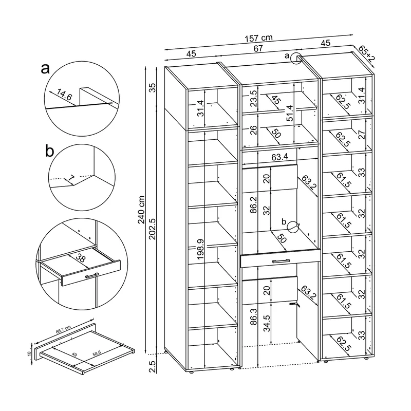 Roomart Waschmaschinenschrank 157 cm, für 2 Geräte mit 2 Hochschränken, in 3 Farben