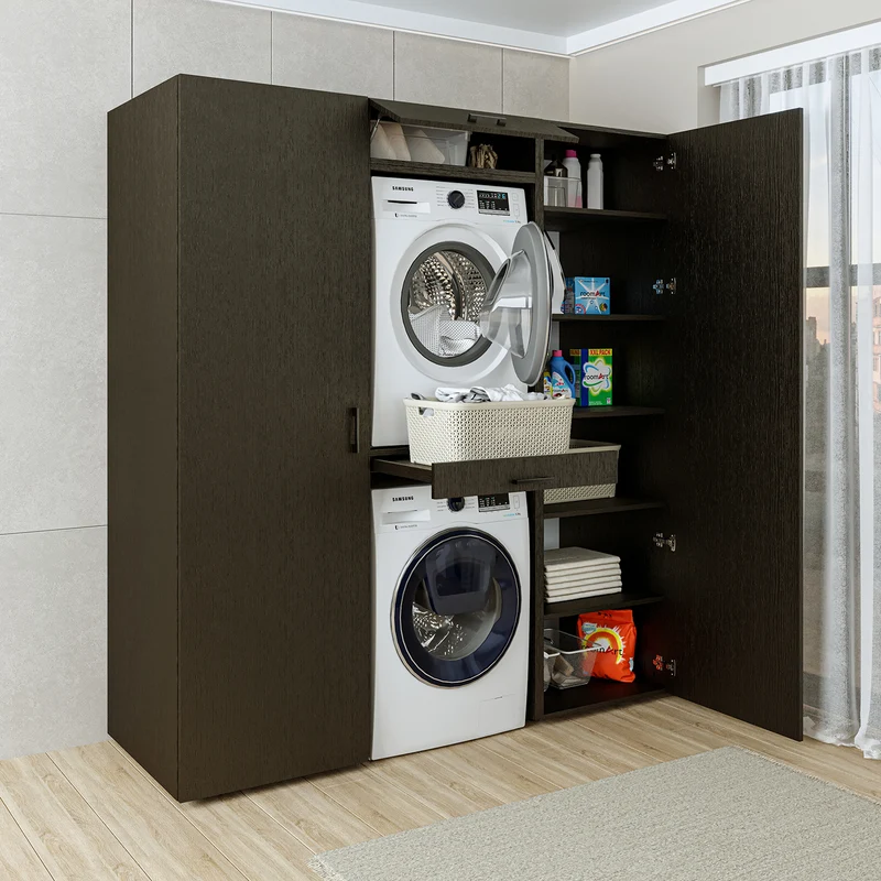 Roomart Schrankwand DUO-I, 187 cm, Waschmaschine und Trockner übereinander, in 3 Farben