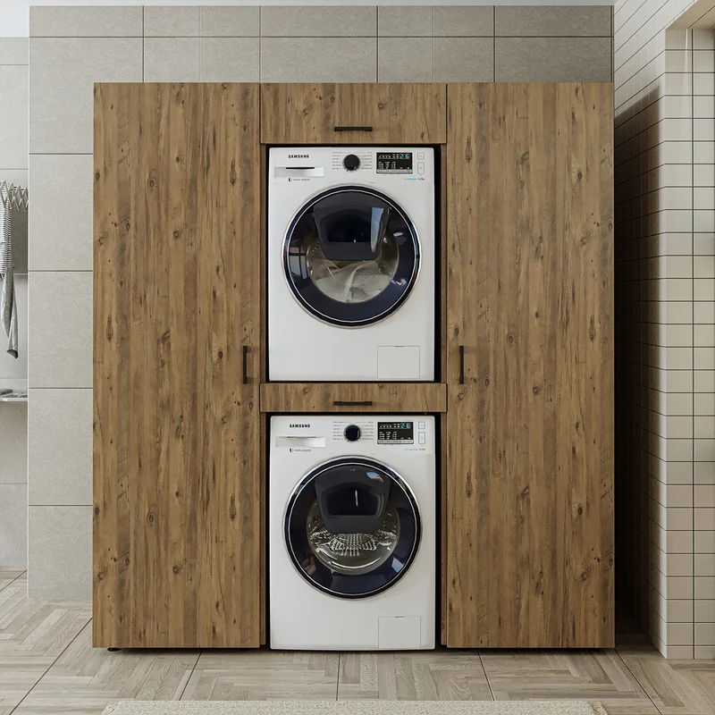 Roomart Schrankwand DUO-I, 187 cm, Waschmaschine und Trockner übereinander, in 3 Farben
