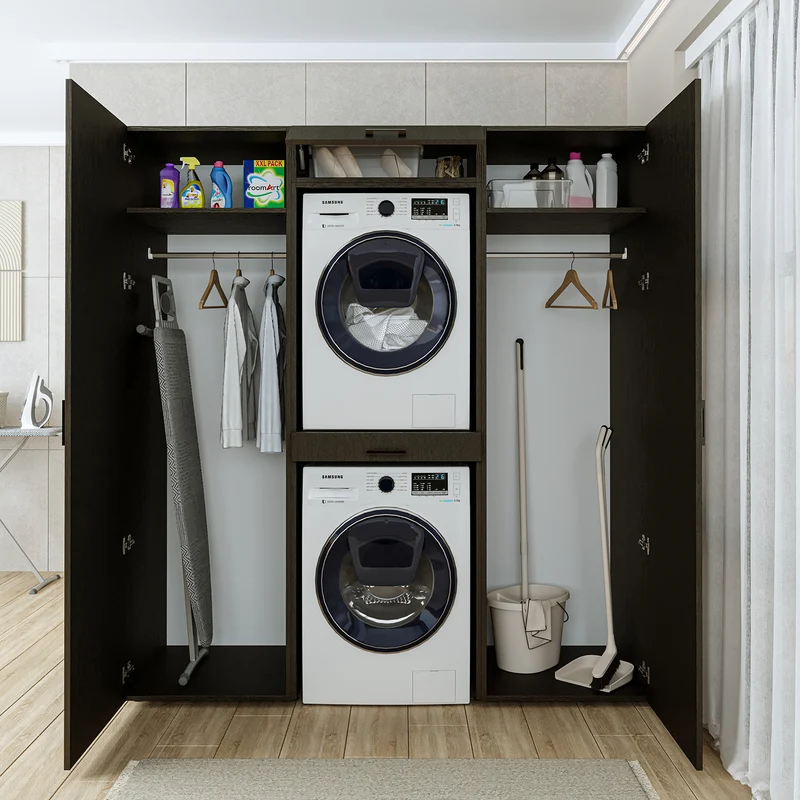 Roomart Schrankwand DUO-I, 187 cm, Waschmaschine und Trockner übereinander, in 3 Farben