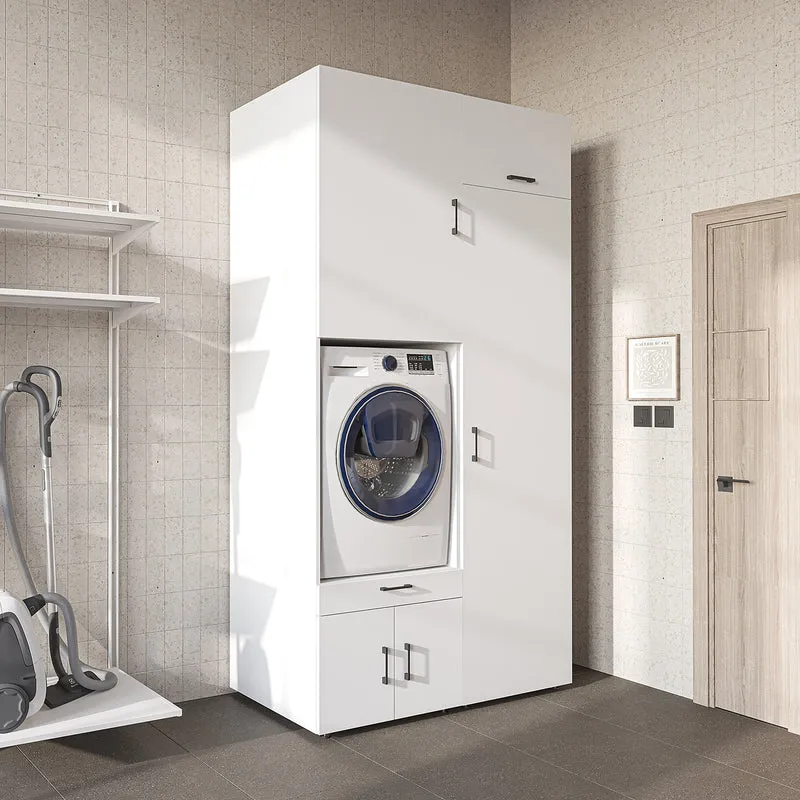 Roomart Waschmaschinenschrank 127 cm mit Hochschrank, 240 cm hoch, Ausziehbrett, in 3 Farben