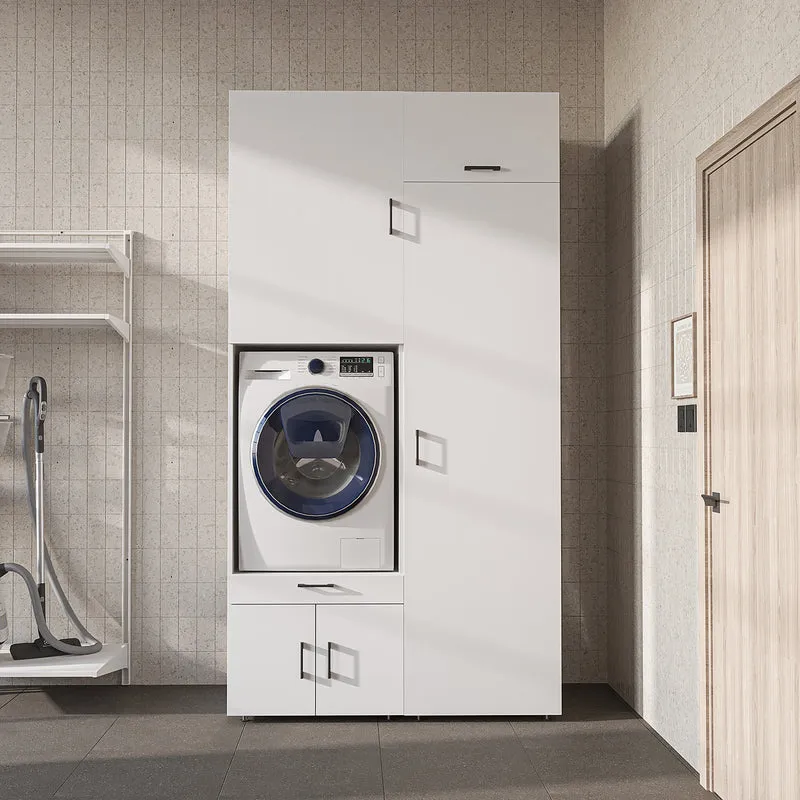 Roomart Waschmaschinenschrank 127 cm mit Hochschrank, 240 cm hoch, Ausziehbrett, in 3 Farben
