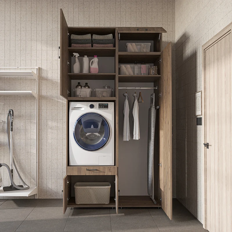Roomart Waschmaschinenschrank 127 cm mit Hochschrank, 240 cm hoch, Ausziehbrett, in 3 Farben