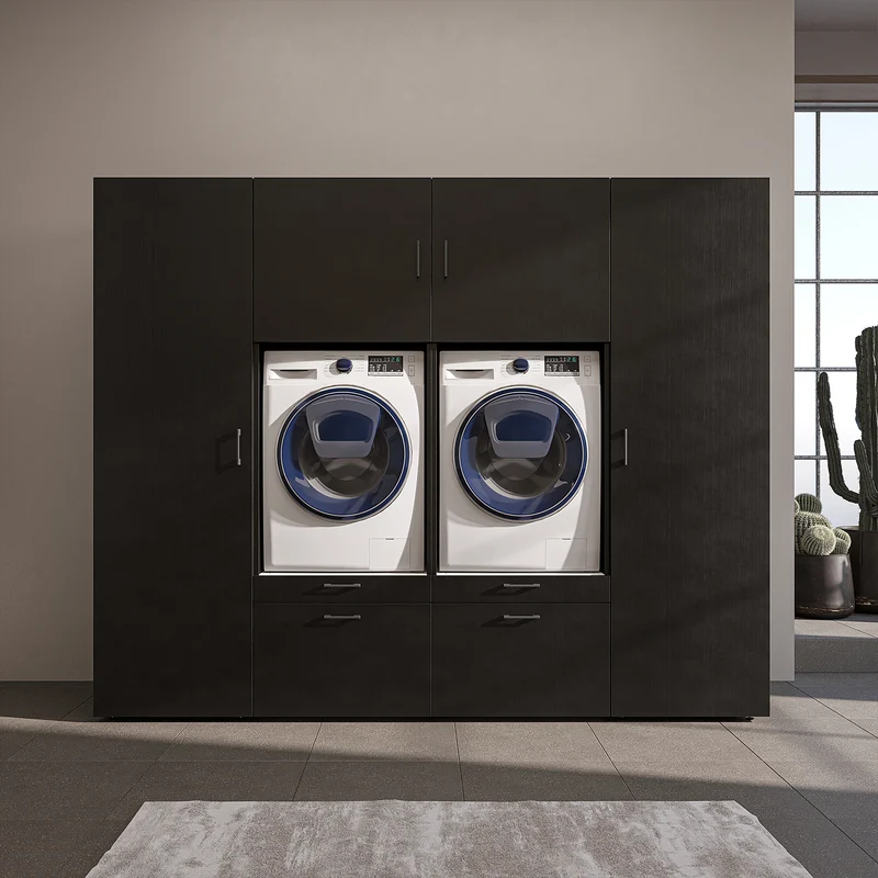 Roomart Schrankwand SERIE II, 254 cm, für 2 Geräte mit 2 Hochschränken, in 3 Farben