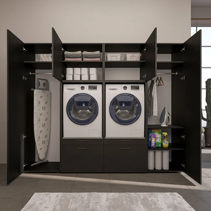 Roomart Schrankwand SERIE II, 254 cm, für 2 Geräte mit 2 Hochschränken, in 3 Farben