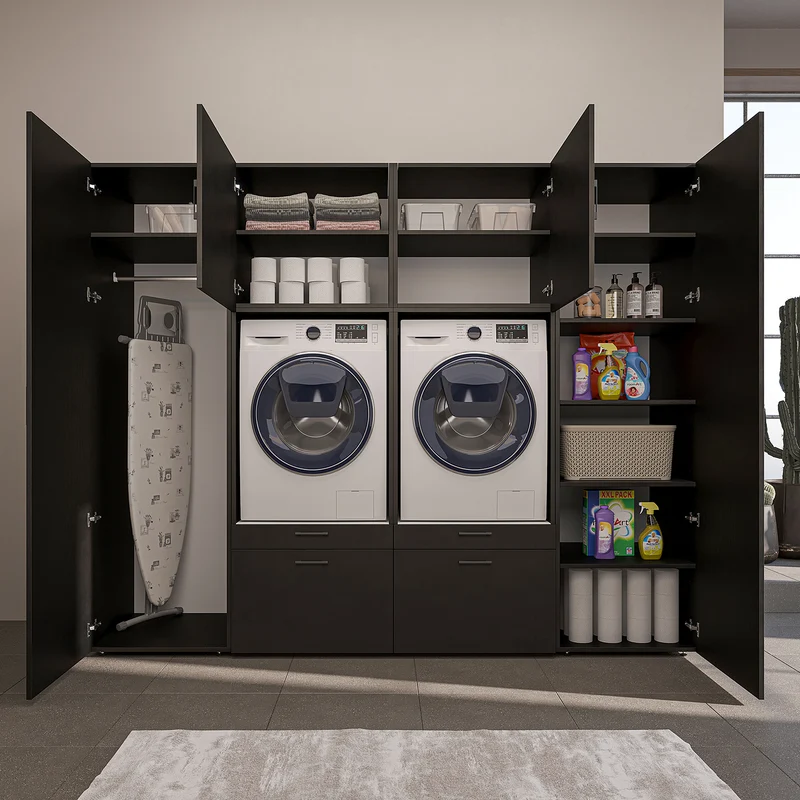 Roomart Schrankwand SERIE II, 254 cm, für 2 Geräte mit 2 Hochschränken, in 3 Farben