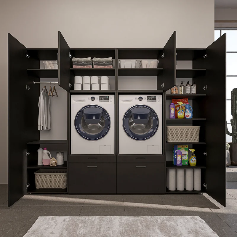 Roomart Schrankwand SERIE II, 254 cm, für 2 Geräte mit 2 Hochschränken, in 3 Farben