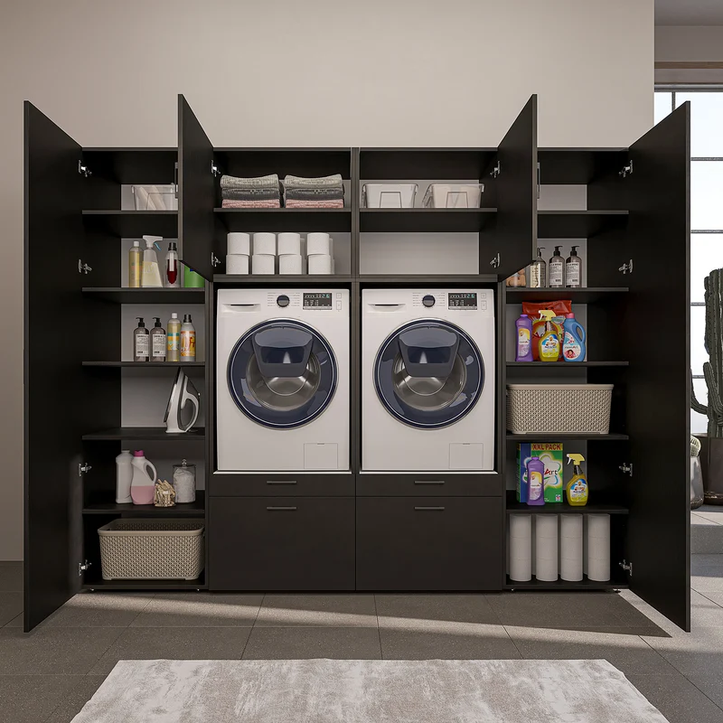 Roomart Schrankwand SERIE II, 254 cm, für 2 Geräte mit 2 Hochschränken, in 3 Farben