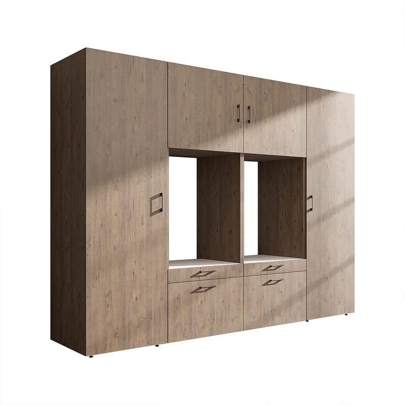 Roomart Schrankwand SERIE II, 254 cm, für 2 Geräte mit 2 Hochschränken, in 3 Farben