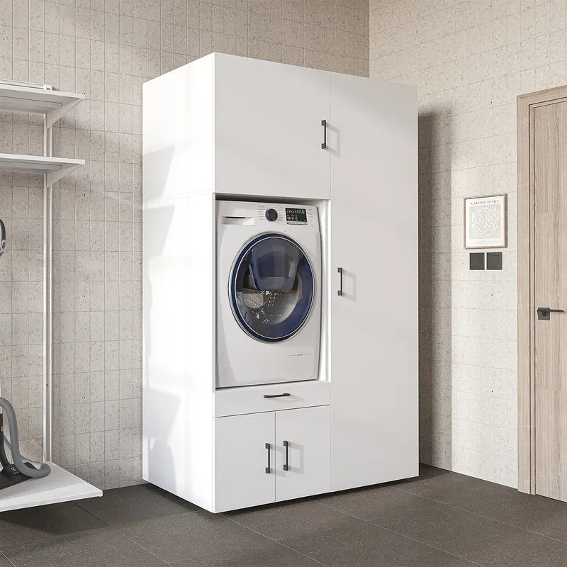 Roomart Waschmaschinenschrank 127 cm mit Hochschrank, 236 cm hoch, Ausziehbrett, in 3 Farben