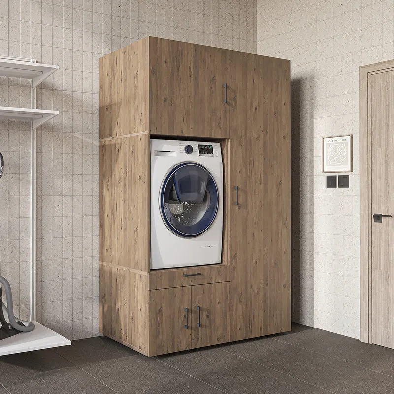 Roomart Waschmaschinenschrank 127 cm mit Hochschrank, 236 cm hoch, Ausziehbrett, in 3 Farben