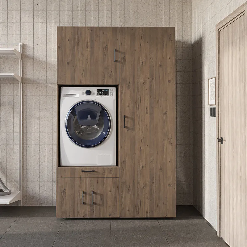 Roomart Waschmaschinenschrank 127 cm mit Hochschrank, 236 cm hoch, Ausziehbrett, in 3 Farben