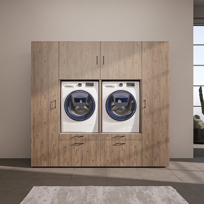 Roomart Schrankwand SERIE 2, 224 cm, für 2 Geräte mit 2 Hochschränken, in 3 Farben
