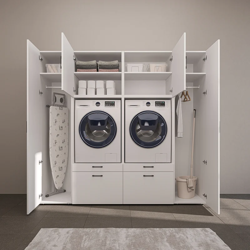 Roomart Schrankwand SERIE 2, 224 cm, für 2 Geräte mit 2 Hochschränken, in 3 Farben
