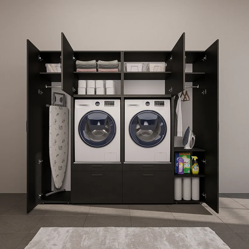 Roomart Schrankwand SERIE 2, 224 cm, für 2 Geräte mit 2 Hochschränken, in 3 Farben