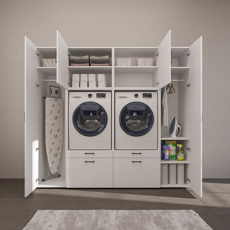 Roomart Schrankwand SERIE 2, 224 cm, für 2 Geräte mit 2 Hochschränken, in 3 Farben