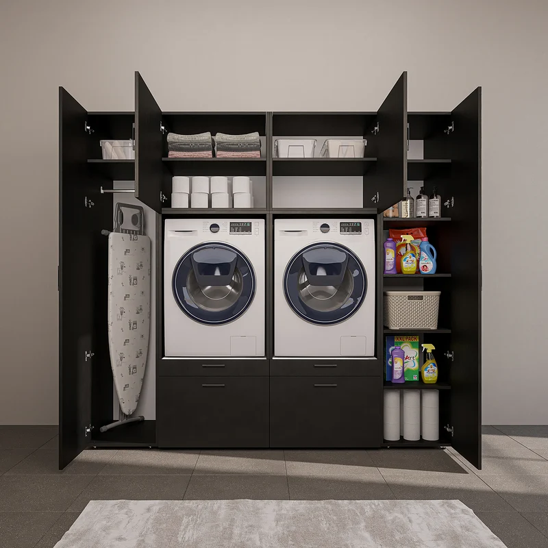 Roomart Schrankwand SERIE 2, 224 cm, für 2 Geräte mit 2 Hochschränken, in 3 Farben