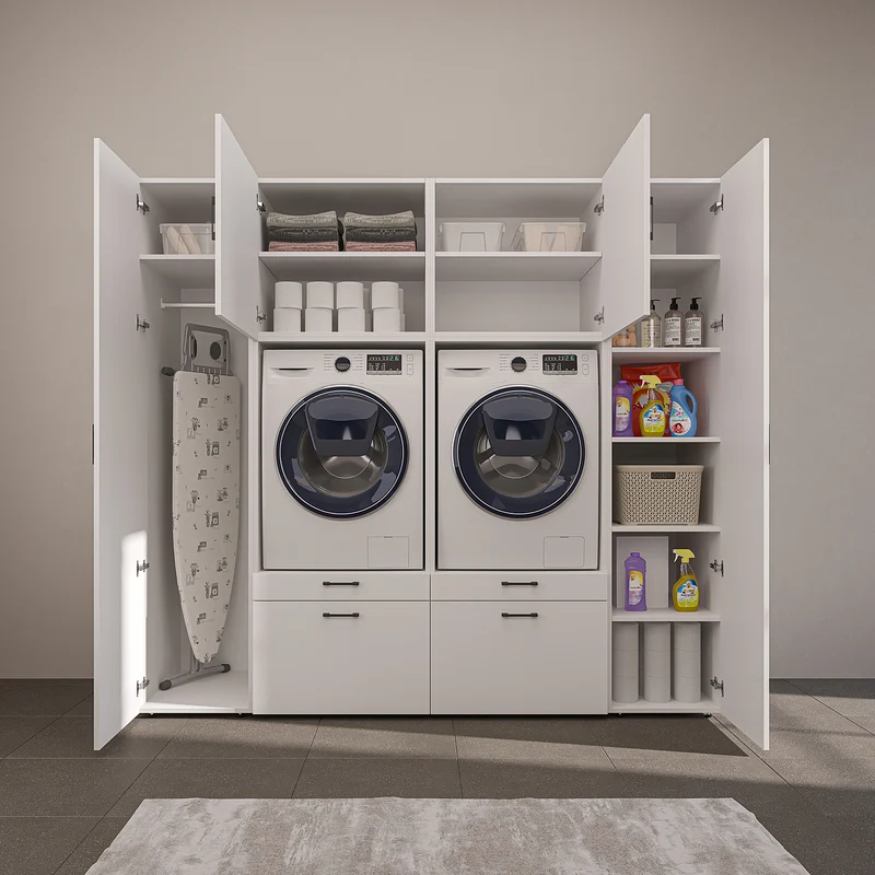 Roomart Schrankwand SERIE 2, 224 cm, für 2 Geräte mit 2 Hochschränken, in 3 Farben