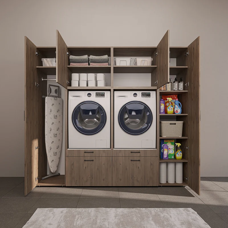 Roomart Schrankwand SERIE 2, 224 cm, für 2 Geräte mit 2 Hochschränken, in 3 Farben