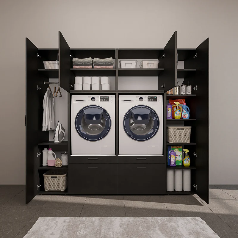 Roomart Schrankwand SERIE 2, 224 cm, für 2 Geräte mit 2 Hochschränken, in 3 Farben