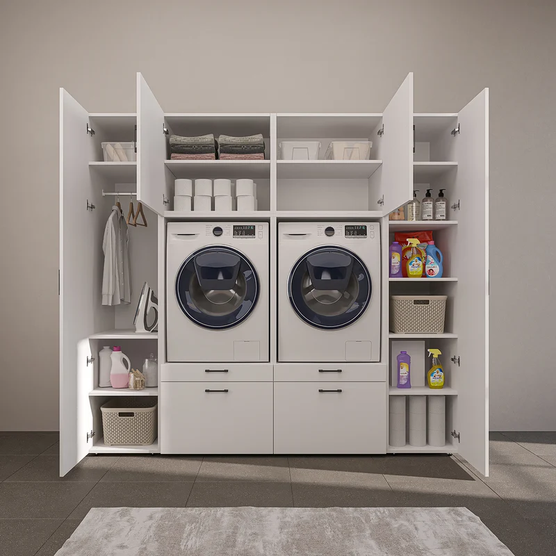 Roomart Schrankwand SERIE 2, 224 cm, für 2 Geräte mit 2 Hochschränken, in 3 Farben