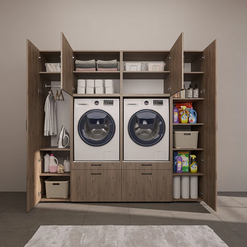 Roomart Schrankwand SERIE 2, 224 cm, für 2 Geräte mit 2 Hochschränken, in 3 Farben