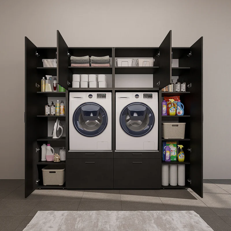 Roomart Schrankwand SERIE 2, 224 cm, für 2 Geräte mit 2 Hochschränken, in 3 Farben