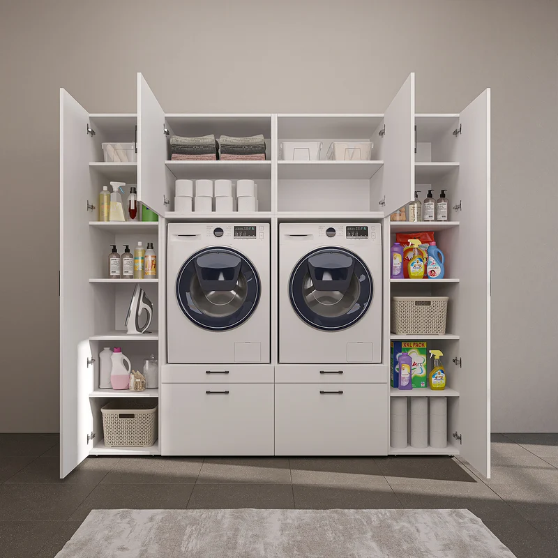 Roomart Schrankwand SERIE 2, 224 cm, für 2 Geräte mit 2 Hochschränken, in 3 Farben