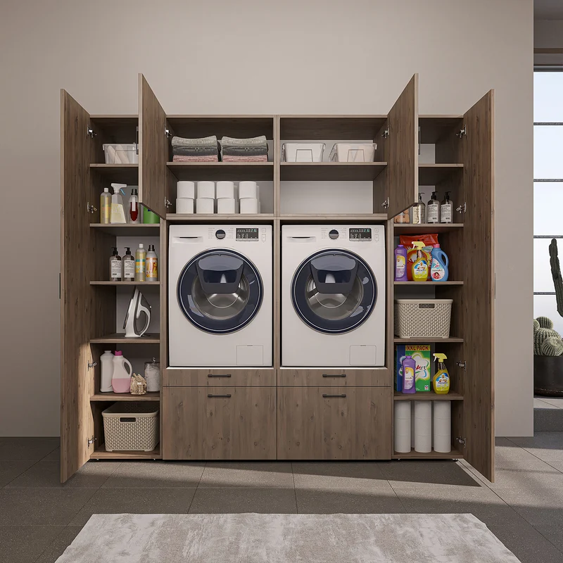 Roomart Schrankwand SERIE 2, 224 cm, für 2 Geräte mit 2 Hochschränken, in 3 Farben